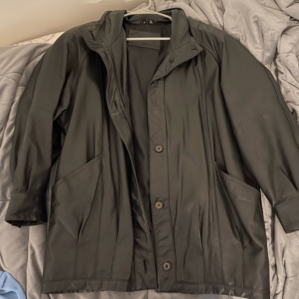 Oversized vintage leather jacket